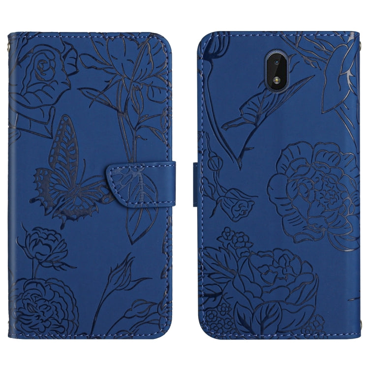 Custodia per cellulare in pelle goffrata con peonia a farfalla, For Nokia 1.4, For Nokia 2.4, For Nokia 5.4, For Nokia C01 Plus