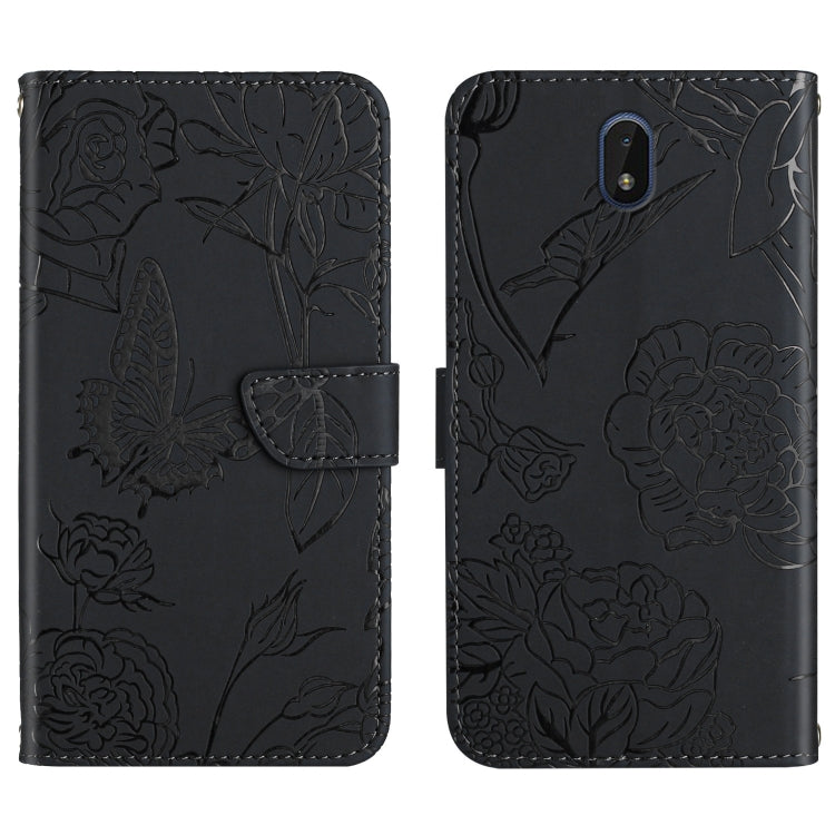 Custodia per cellulare in pelle goffrata con peonia a farfalla, For Nokia 1.4, For Nokia 2.4, For Nokia 5.4, For Nokia C01 Plus