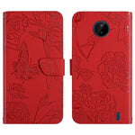 Custodia per cellulare in pelle goffrata con peonia a farfalla, For Nokia C10 / C20, For Nokia C20 Plus, For Nokia C30, For Nokia G50 5G