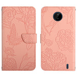 Custodia per cellulare in pelle goffrata con peonia a farfalla, For Nokia C10 / C20, For Nokia C20 Plus, For Nokia C30, For Nokia G50 5G