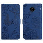 Custodia per cellulare in pelle goffrata con peonia a farfalla, For Nokia C10 / C20, For Nokia C20 Plus, For Nokia C30, For Nokia G50 5G