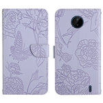 Custodia per cellulare in pelle goffrata con peonia a farfalla, For Nokia C10 / C20, For Nokia C20 Plus, For Nokia C30, For Nokia G50 5G