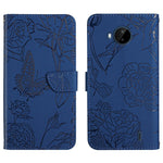 Custodia per cellulare in pelle goffrata con peonia a farfalla, For Nokia C10 / C20, For Nokia C20 Plus, For Nokia C30, For Nokia G50 5G