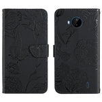 Custodia per cellulare in pelle goffrata con peonia a farfalla, For Nokia C10 / C20, For Nokia C20 Plus, For Nokia C30, For Nokia G50 5G