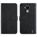 Custodia per cellulare in pelle goffrata con peonia a farfalla, For Nokia C10 / C20, For Nokia C20 Plus, For Nokia C30, For Nokia G50 5G