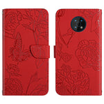 Custodia per cellulare in pelle goffrata con peonia a farfalla, For Nokia C10 / C20, For Nokia C20 Plus, For Nokia C30, For Nokia G50 5G