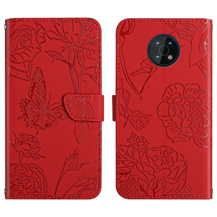 Custodia per cellulare in pelle goffrata con peonia a farfalla, For Nokia C10 / C20, For Nokia C20 Plus, For Nokia C30, For Nokia G50 5G