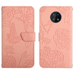 Custodia per cellulare in pelle goffrata con peonia a farfalla, For Nokia C10 / C20, For Nokia C20 Plus, For Nokia C30, For Nokia G50 5G