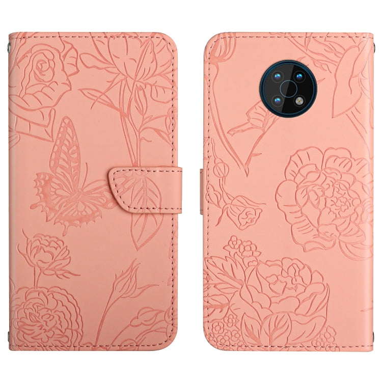 Custodia per cellulare in pelle goffrata con peonia a farfalla, For Nokia C10 / C20, For Nokia C20 Plus, For Nokia C30, For Nokia G50 5G