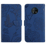 Custodia per cellulare in pelle goffrata con peonia a farfalla, For Nokia C10 / C20, For Nokia C20 Plus, For Nokia C30, For Nokia G50 5G