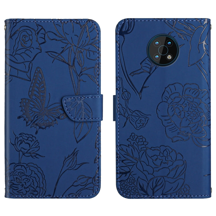 Custodia per cellulare in pelle goffrata con peonia a farfalla, For Nokia C10 / C20, For Nokia C20 Plus, For Nokia C30, For Nokia G50 5G