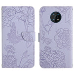 Custodia per cellulare in pelle goffrata con peonia a farfalla, For Nokia C10 / C20, For Nokia C20 Plus, For Nokia C30, For Nokia G50 5G