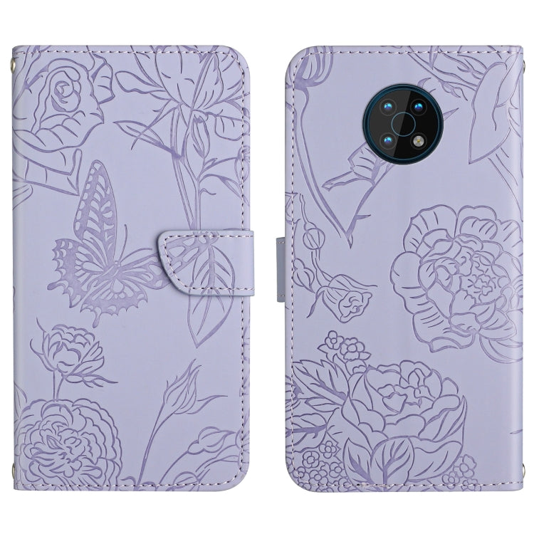 Custodia per cellulare in pelle goffrata con peonia a farfalla, For Nokia C10 / C20, For Nokia C20 Plus, For Nokia C30, For Nokia G50 5G