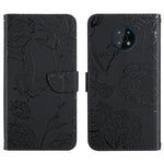 Custodia per cellulare in pelle goffrata con peonia a farfalla, For Nokia C10 / C20, For Nokia C20 Plus, For Nokia C30, For Nokia G50 5G
