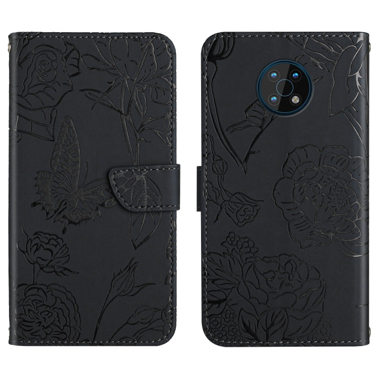 Custodia per cellulare in pelle goffrata con peonia a farfalla, For Nokia C10 / C20, For Nokia C20 Plus, For Nokia C30, For Nokia G50 5G