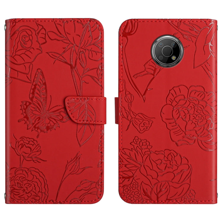 Custodia per cellulare in pelle goffrata con peonia a farfalla, For Nokia G300, For Nokia X20, For Nokia XR20