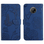 Custodia per cellulare in pelle goffrata con peonia a farfalla, For Nokia G300, For Nokia X20, For Nokia XR20