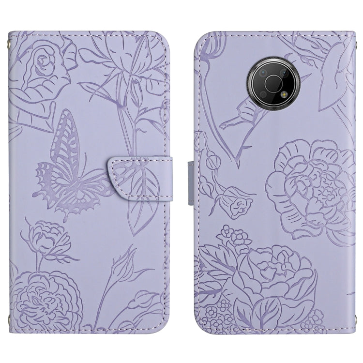 Custodia per cellulare in pelle goffrata con peonia a farfalla, For Nokia G300, For Nokia X20, For Nokia XR20