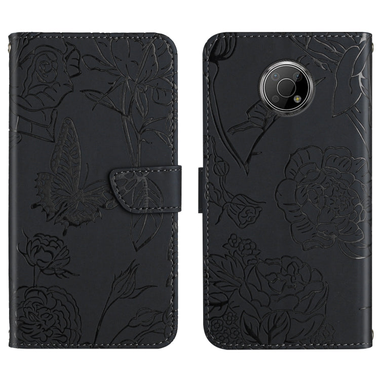 Custodia per cellulare in pelle goffrata con peonia a farfalla, For Nokia G300, For Nokia X20, For Nokia XR20