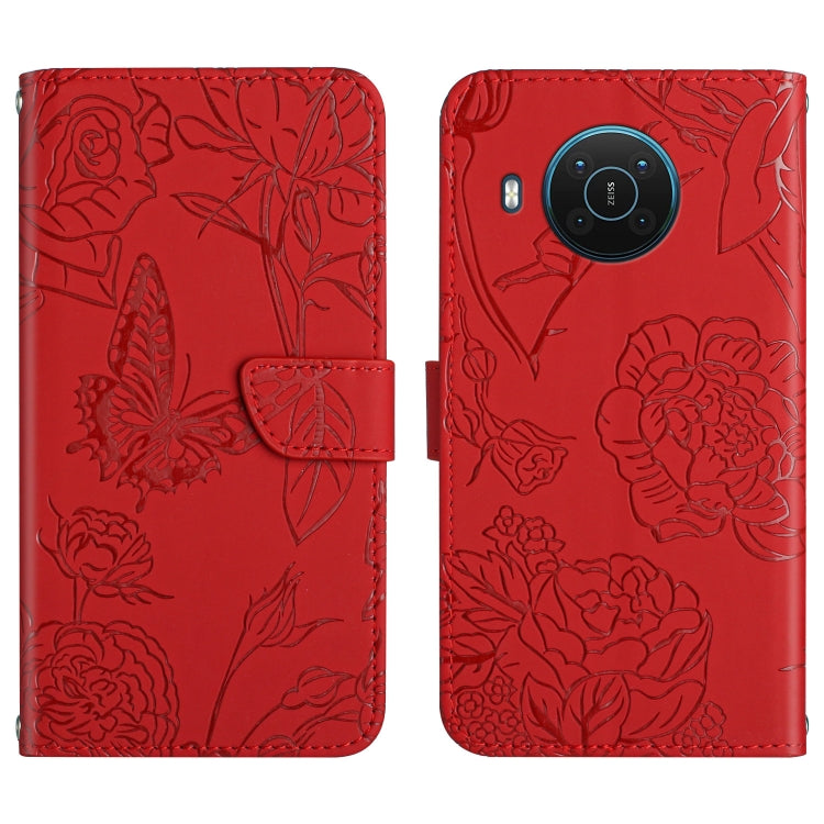 Custodia per cellulare in pelle goffrata con peonia a farfalla, For Nokia G300, For Nokia X20, For Nokia XR20