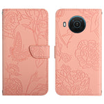 Custodia per cellulare in pelle goffrata con peonia a farfalla, For Nokia G300, For Nokia X20, For Nokia XR20