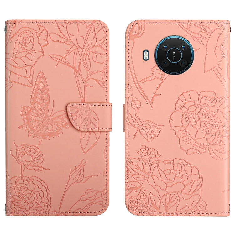 Custodia per cellulare in pelle goffrata con peonia a farfalla, For Nokia G300, For Nokia X20, For Nokia XR20
