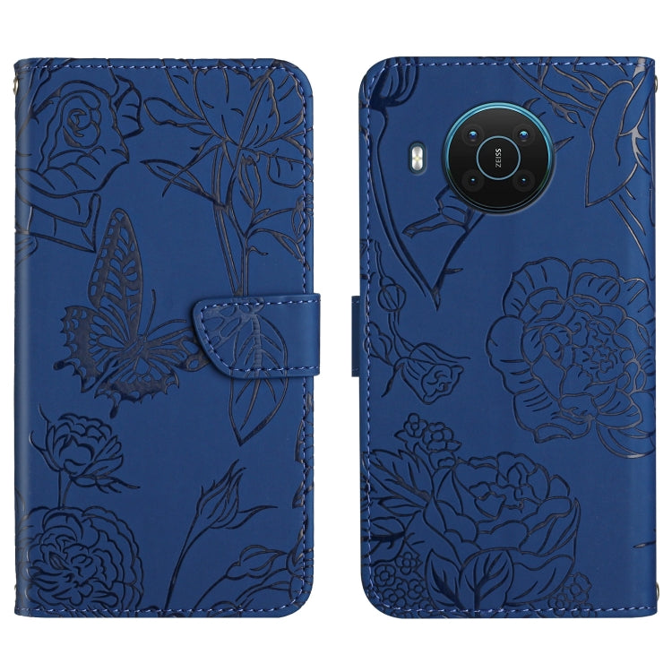 Custodia per cellulare in pelle goffrata con peonia a farfalla, For Nokia G300, For Nokia X20, For Nokia XR20