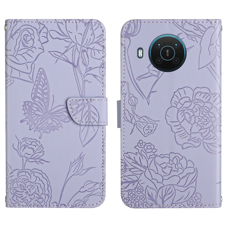Custodia per cellulare in pelle goffrata con peonia a farfalla, For Nokia G300, For Nokia X20, For Nokia XR20
