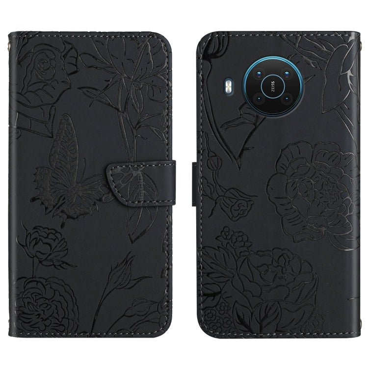 Custodia per cellulare in pelle goffrata con peonia a farfalla, For Nokia G300, For Nokia X20, For Nokia XR20