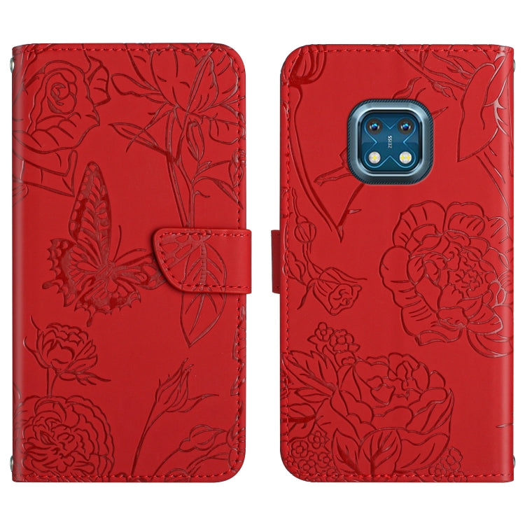 Custodia per cellulare in pelle goffrata con peonia a farfalla, For Nokia G300, For Nokia X20, For Nokia XR20