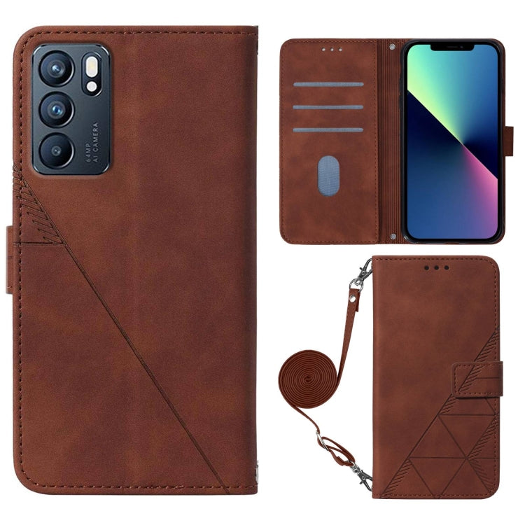 Custodia per cellulare in pelle con flip in rilievo 3D a tracolla, For OPPO Reno6 5G, For OPPO A55 5G / A16 4G, For OPPO Realme 5 / 6i, For OPPO Realme 6