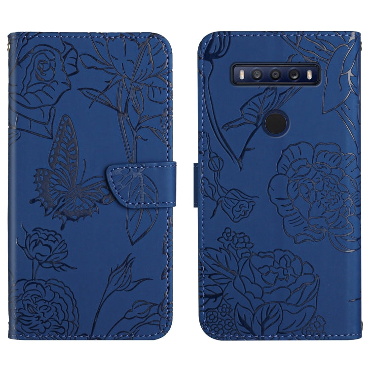 Custodia per cellulare in pelle goffrata con peonia a farfalla, For TCL 10 SE, For TCL 20 Pro 5G, For TCL 20 SE, For TCL 20 R 5G, For TCL 20S / 20 5G / 20L / 20L+
