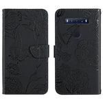 Custodia per cellulare in pelle goffrata con peonia a farfalla, For TCL 10 SE, For TCL 20 Pro 5G, For TCL 20 SE, For TCL 20 R 5G, For TCL 20S / 20 5G / 20L / 20L+