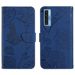 Custodia per cellulare in pelle goffrata con peonia a farfalla, For TCL 10 SE, For TCL 20 Pro 5G, For TCL 20 SE, For TCL 20 R 5G, For TCL 20S / 20 5G / 20L / 20L+