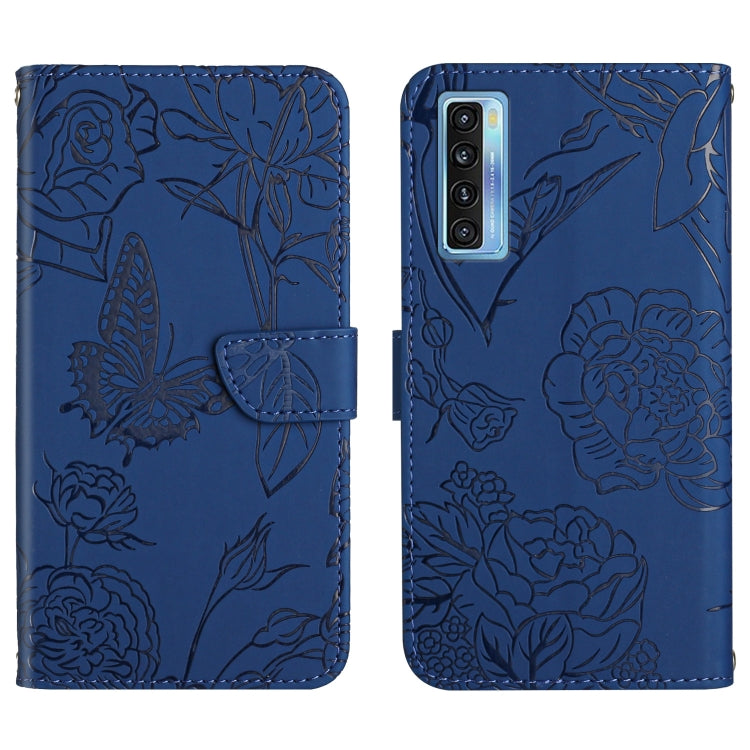 Custodia per cellulare in pelle goffrata con peonia a farfalla, For TCL 10 SE, For TCL 20 Pro 5G, For TCL 20 SE, For TCL 20 R 5G, For TCL 20S / 20 5G / 20L / 20L+