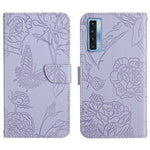Custodia per cellulare in pelle goffrata con peonia a farfalla, For TCL 10 SE, For TCL 20 Pro 5G, For TCL 20 SE, For TCL 20 R 5G, For TCL 20S / 20 5G / 20L / 20L+