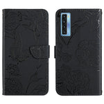 Custodia per cellulare in pelle goffrata con peonia a farfalla, For TCL 10 SE, For TCL 20 Pro 5G, For TCL 20 SE, For TCL 20 R 5G, For TCL 20S / 20 5G / 20L / 20L+