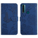 Custodia per cellulare in pelle goffrata con peonia a farfalla, For TCL 10 SE, For TCL 20 Pro 5G, For TCL 20 SE, For TCL 20 R 5G, For TCL 20S / 20 5G / 20L / 20L+