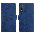 Custodia per cellulare in pelle goffrata con peonia a farfalla, For TCL 10 SE, For TCL 20 Pro 5G, For TCL 20 SE, For TCL 20 R 5G, For TCL 20S / 20 5G / 20L / 20L+