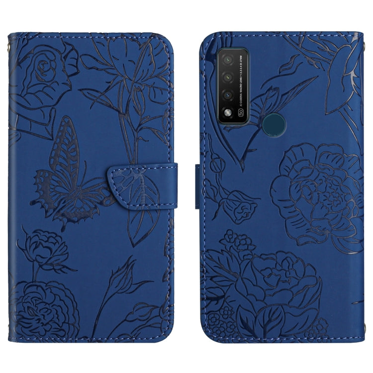 Custodia per cellulare in pelle goffrata con peonia a farfalla, For TCL 10 SE, For TCL 20 Pro 5G, For TCL 20 SE, For TCL 20 R 5G, For TCL 20S / 20 5G / 20L / 20L+