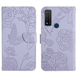 Custodia per cellulare in pelle goffrata con peonia a farfalla, For TCL 10 SE, For TCL 20 Pro 5G, For TCL 20 SE, For TCL 20 R 5G, For TCL 20S / 20 5G / 20L / 20L+