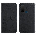 Custodia per cellulare in pelle goffrata con peonia a farfalla, For TCL 10 SE, For TCL 20 Pro 5G, For TCL 20 SE, For TCL 20 R 5G, For TCL 20S / 20 5G / 20L / 20L+