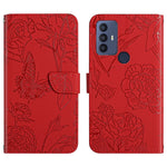 Custodia per cellulare in pelle goffrata con peonia a farfalla, For TCL 30 SE, For T-Mobile Revvl V+ 5G