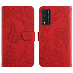 Custodia per cellulare in pelle goffrata con peonia a farfalla, For TCL 30 SE, For T-Mobile Revvl V+ 5G