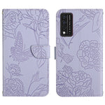 Custodia per cellulare in pelle goffrata con peonia a farfalla, For TCL 30 SE, For T-Mobile Revvl V+ 5G