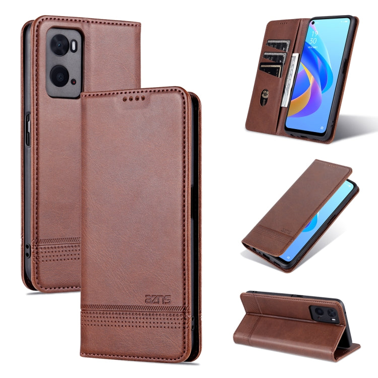 AZNS Custodia per telefono in pelle a conchiglia con struttura in vitello magnetico, For OPPO A36 4G/A76 4G(Global), For OPPO A96 5G/Reno7 Z 5G(Global), For vivo S12/V23
