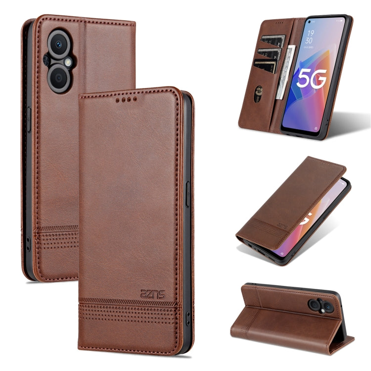 AZNS Custodia per telefono in pelle a conchiglia con struttura in vitello magnetico, For OPPO A36 4G/A76 4G(Global), For OPPO A96 5G/Reno7 Z 5G(Global), For vivo S12/V23