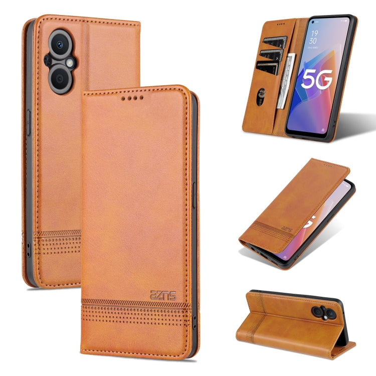 AZNS Custodia per telefono in pelle a conchiglia con struttura in vitello magnetico, For OPPO A36 4G/A76 4G(Global), For OPPO A96 5G/Reno7 Z 5G(Global), For vivo S12/V23