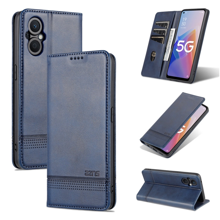 AZNS Custodia per telefono in pelle a conchiglia con struttura in vitello magnetico, For OPPO A36 4G/A76 4G(Global), For OPPO A96 5G/Reno7 Z 5G(Global), For vivo S12/V23