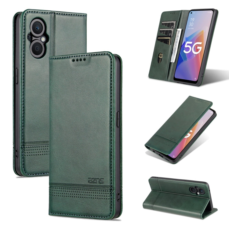 AZNS Custodia per telefono in pelle a conchiglia con struttura in vitello magnetico, For OPPO A36 4G/A76 4G(Global), For OPPO A96 5G/Reno7 Z 5G(Global), For vivo S12/V23